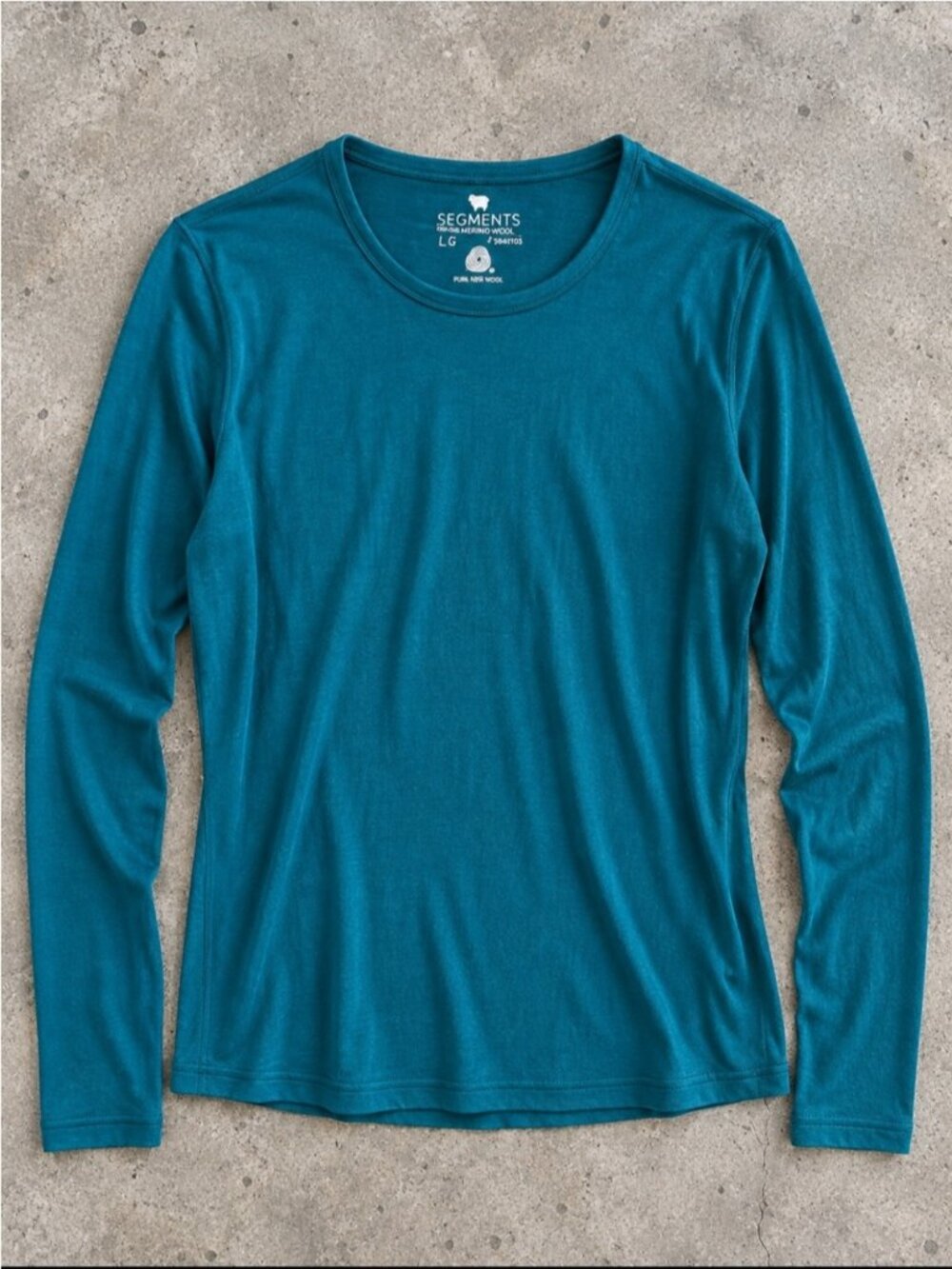 Segments 100% Merino Wool Long Sleeve Crewneck Shirt Woman Large Teal Gorpcore